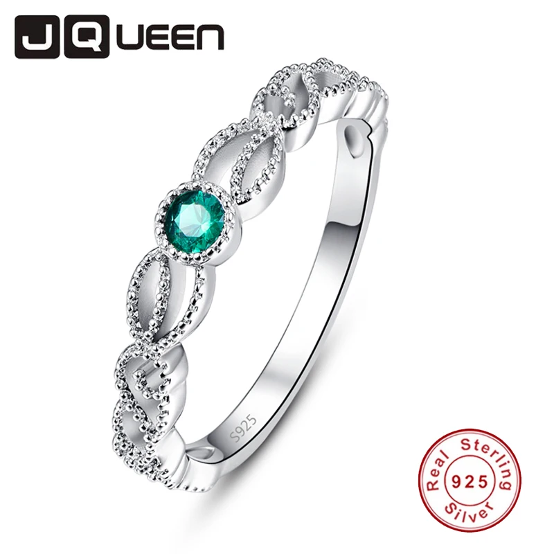 JQUEEN зеленая шпинель ажурный цветок белый циркон кольца для женщин серебряное