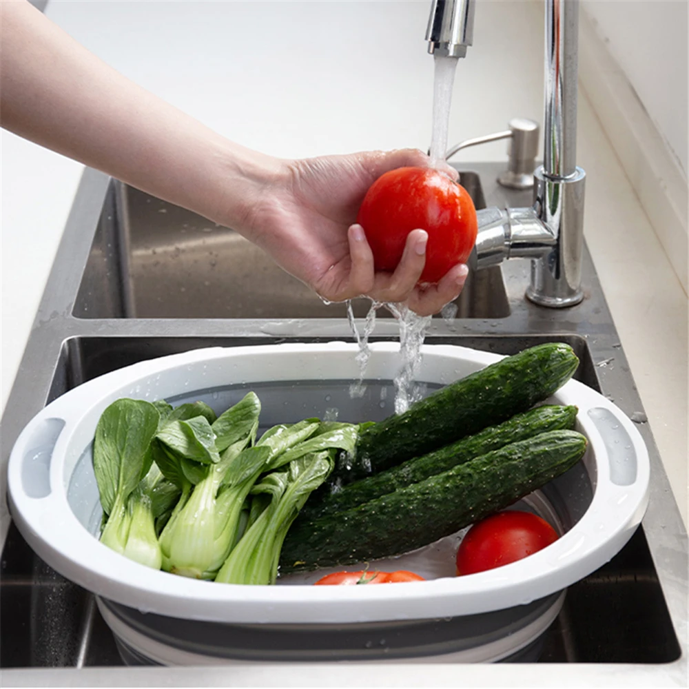 Dropship Kitchen Chopping Blocks Silicone Foldable Cutting Board Collapsible Clothes Wash Basin Vegetable Fruit Washing Basket | Дом и сад