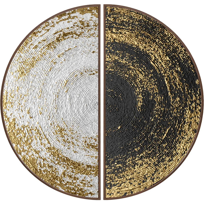 Gold foil modern luxury Porch decorative painting Round painting Creative abstract home semicircular mural wall decoration