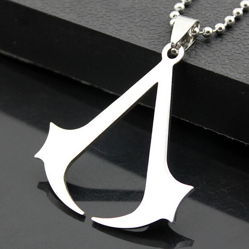 New Fashion Women Men Cospaly Animation Jewelry Silver Black Stainless Steel Assassins Creed Pendant For Necklace Gift | Украшения и