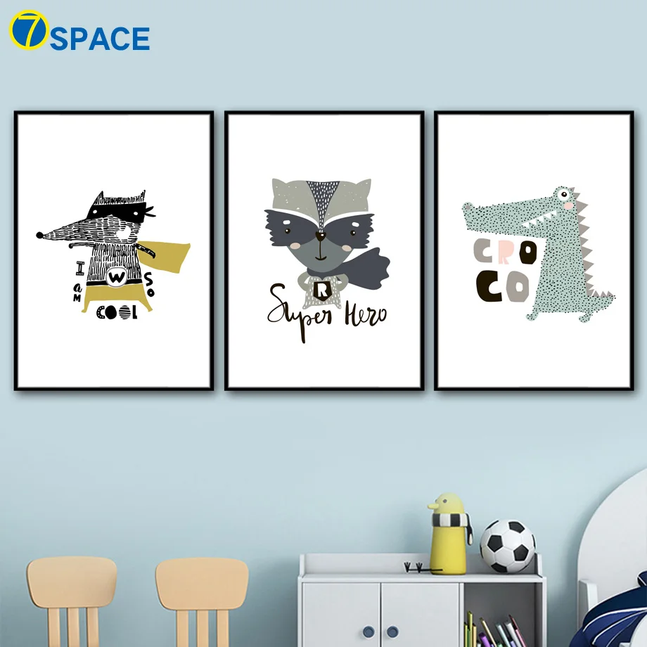 Мультфильм герой лиса крокодил скандинавский плакат настенный художественный