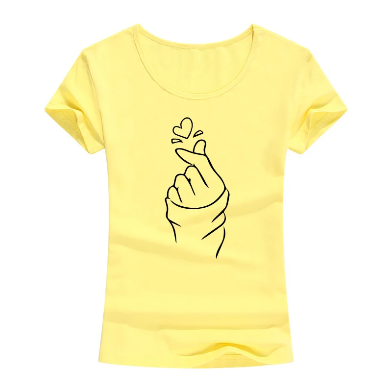 Футболка женская с забавным принтом сердца модная повседневная хлопковая