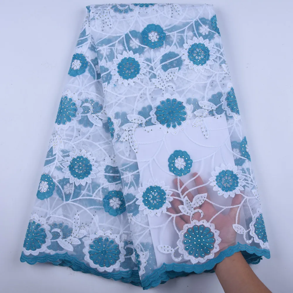 Нигерийская молочная шелковая ткань с кружевом Высококачественная африканская