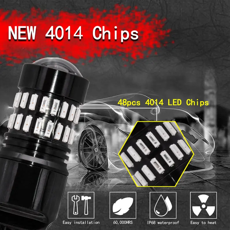 2x T20 7443 580 двойной контакт Чрезвычайно яркий 48 SMD 4014 чипы W21/5 Вт светодиодный