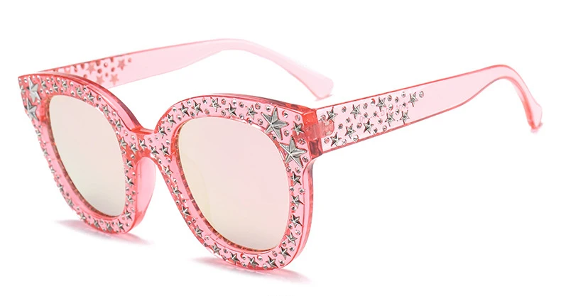 C3 Mirror Pink HBK новые модные солнцезащитные очки кошачий глаз винтажные Ретро Женские Звездные брендовые дизайнерские солнцезащитные очки с бриллиантами Женские черные Оттенки UV400 - Цвет линз: C3 Mirror Pink