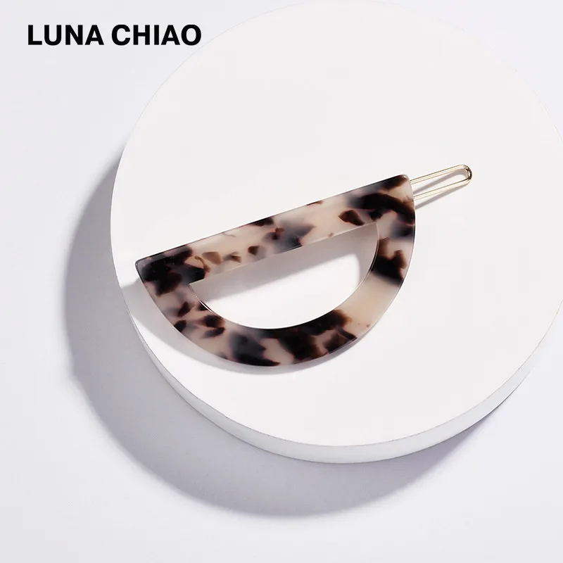 Leopard Популярные аксессуары для волос LUNA CHIAO, полукруглые акриловые заколки для волос в виде черепахи для девушек и женщин - Окраска металла: Leopard