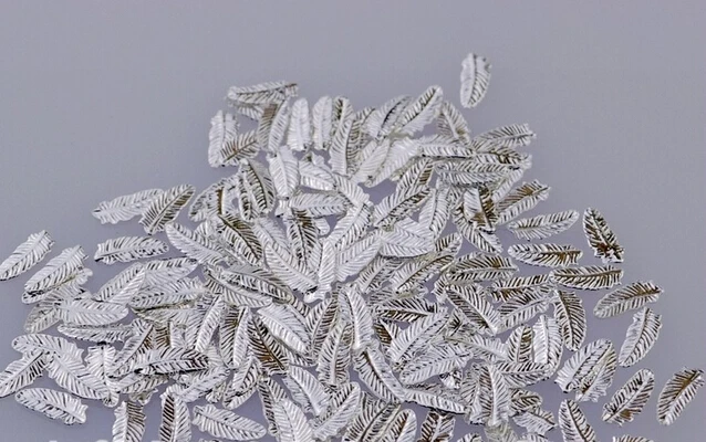 Металлические украшения для ногтей золотистые и Серебристые перья 3D гвоздики