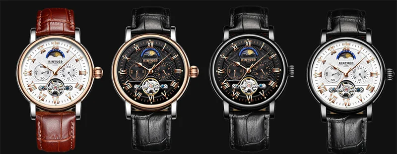 KINYUED Роскошные автоматические часы с фазой Луны для мужчин хронограф Tourbillon для мужчин s Скелет механические часы бренд Relogio Masculino