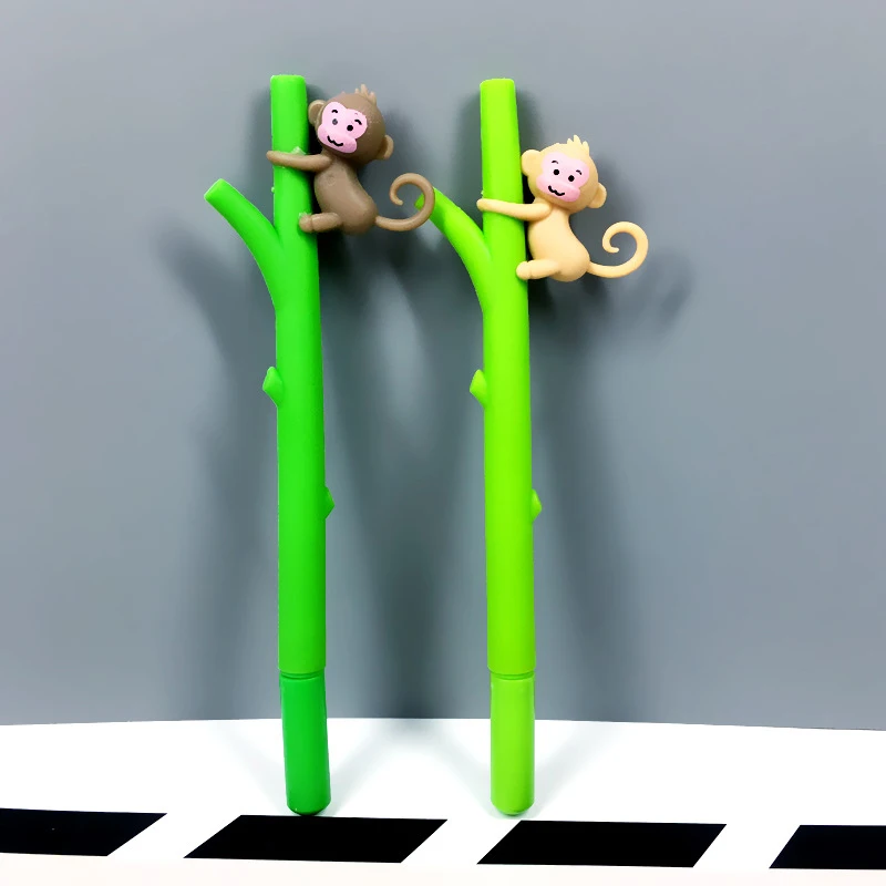 1 шт. гелевые ручки Kawaii Monkey милые гелевые ручки из бамбука Новинка гелевые ручки для детей Подарки школьные канцелярские принадлежности