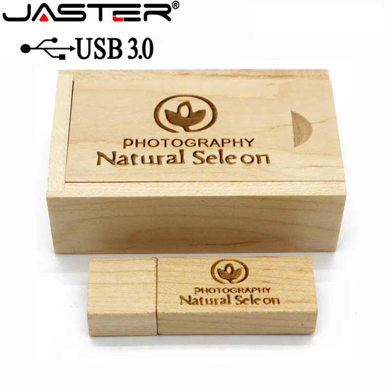 JASTER USB3.0+ коробка(10 шт. бесплатный логотип) дерево клен usb флэш-накопитель Флешка 4 ГБ 8 ГБ 16 ГБ 32 ГБ 64 Гб карта памяти логотип клиента