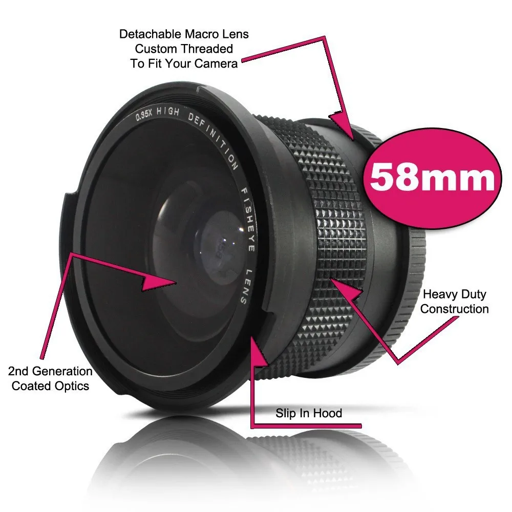 Широкоугольный объектив рыбий глаз 0 35x58 мм для Canon 58 Rebel T3i T3 T2i T1i T2 700D 650D 600D 550D 500D 1100D