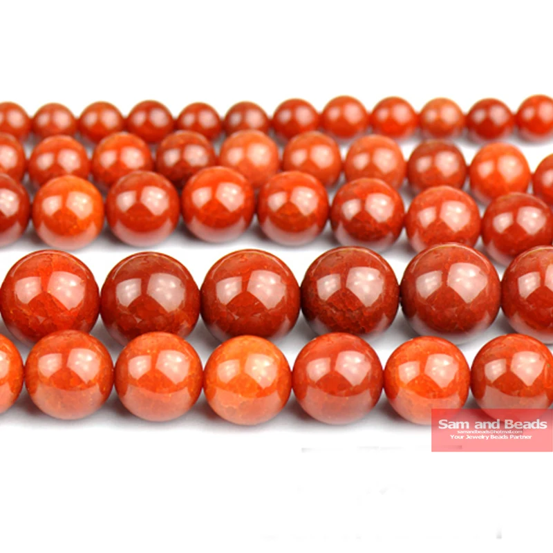 

Free Shipping Natural stone Smooth Cracked Red Agata Round Loose Beads 6 8 10 12MM Pick Size For Jewelry Making CRAB30