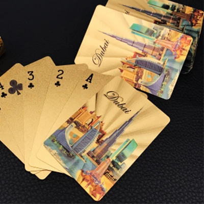 b Золотой, из ПВХ игральные карты Золотые пластиковые покерные карты Poker пластиковые o Cartas de Poquer - Цвет: b