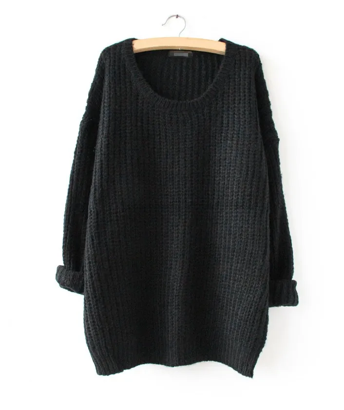 Autumn Fashion Women Solid Loose Pullovers Sweaters Long Casual O-Neck Candy Color Knitted Tops Oversized Sweater | Женская одежда