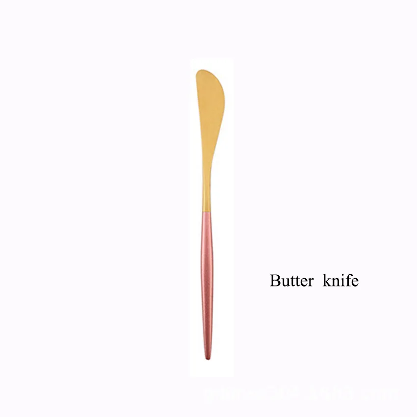 Butter Knife Сращивание розового золота из нержавеющей стали набор посуды столовые приборы западные столовые приборы столовая вилка ножи для масла набор ложек Прямая - Цвет: Butter Knife