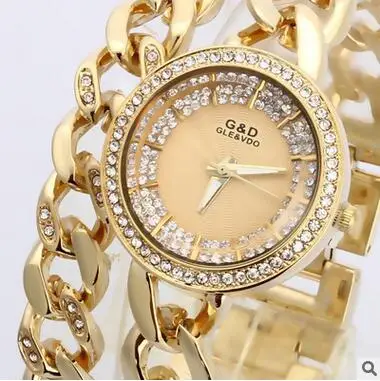 Женские кварцевые часы с кристаллами золотистые наручные со стразами подарок