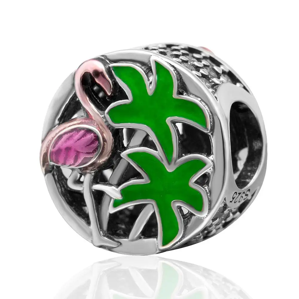 04 Soulbead для Pandora, подвески, серебро, 925,, пара, птицы, любовь, бусины, фламинго, Тропический попугай, подвеска, Шарм - Цвет: 04
