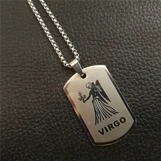 Virgo Silver Color Leo 12 созвездий ожерелье для мужчин/женщин подарки на день рождения Прямая поставка Нержавеющая сталь Золото скорпион кулон знак зодиака ювелирные изделия - Окраска металла: Virgo Silver Color