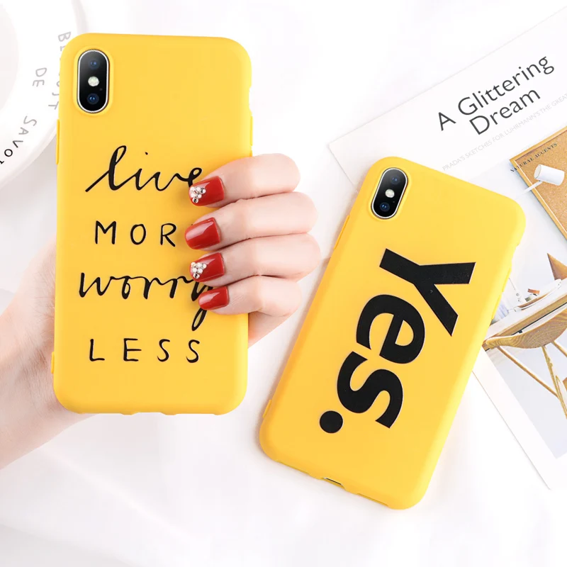 Чехол для телефона KJOEW для iPhone 11 Pro Max 6 6S 7 8 Plus X XR XS MAX Милая мультяшная борода да буква Желтая Мягкая ТПУ задняя крышка Couqe