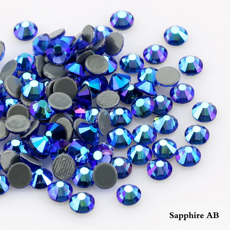 sapphire AB Супер качество SS16 SS30 SS20 стразы горячей фиксации предлагает много цветов для платья, ювелирных изделий, аксессуаров украшения DIY для свадьбы - Цвет: sapphire AB