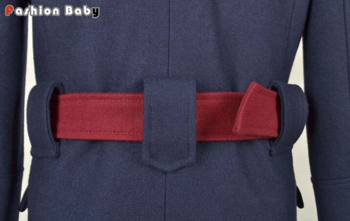 Прохладный Для мужчин Модный пэчворк воротник Epaulet Длинные шерстяные Тренч с