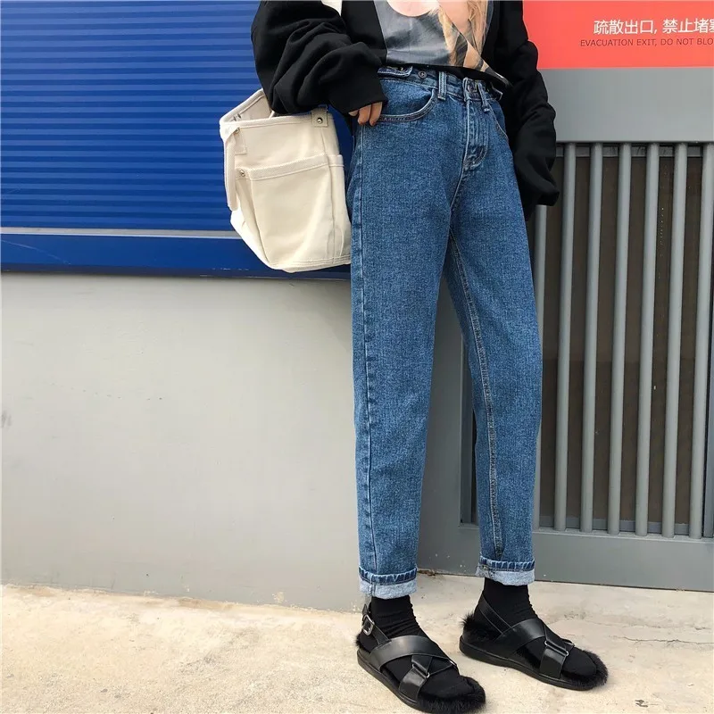 XIZIHUPAN Boyfriend Jeans For Women High Waist Straight Loose Full Length Pants Female Button Trousers Korean Clothes Fashion |