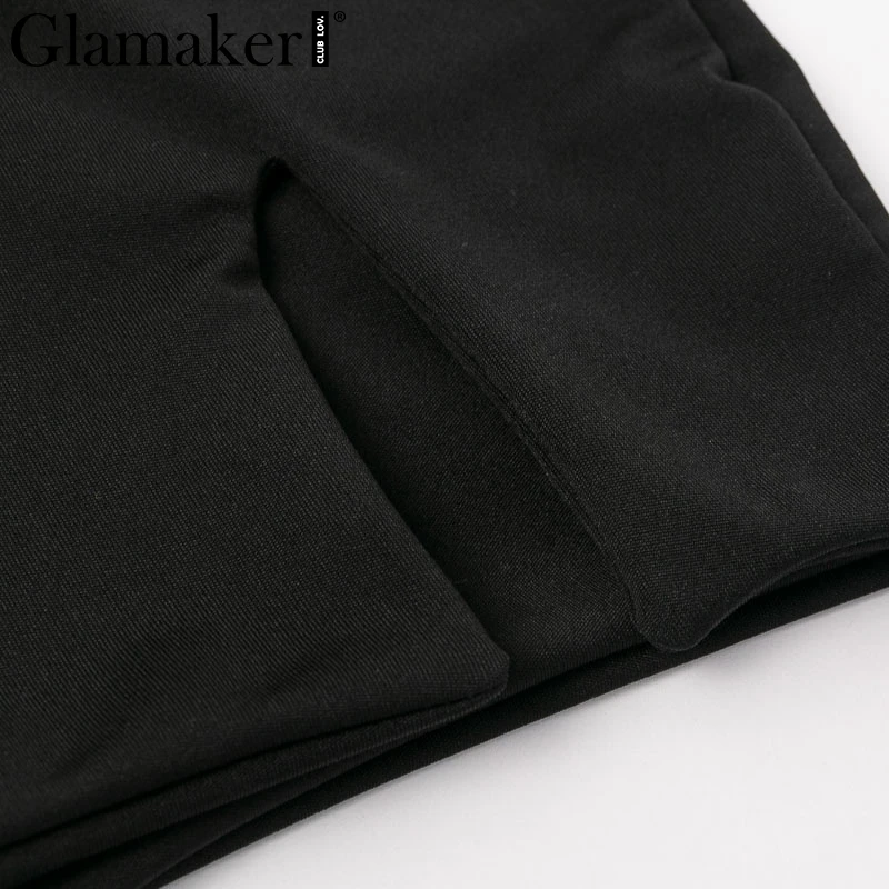 Glamaker черное сексуальное облегающее женское платье с завязками летнее уличное короткое вечернее платье с разрезом элегантное мини-платье со шнуровкой vestidos