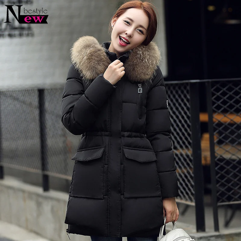 Для женщин зимнее теплое пальто мода карманы Верхняя одежда Куртки с меховым