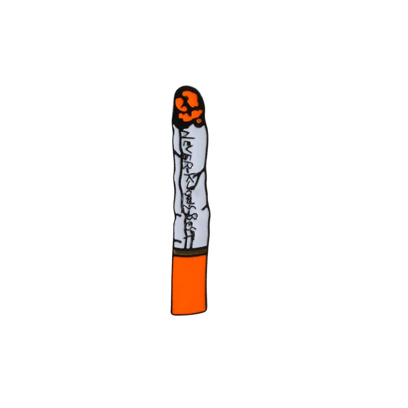 cigarette Эмалированная булавка совпадений мультфильм нагрудные кнопки значки никогда не знает лучшие сигареты брошь и булавки джинсовое пальто мальчик курить Ювелирные изделия Подарки - Окраска металла: cigarette