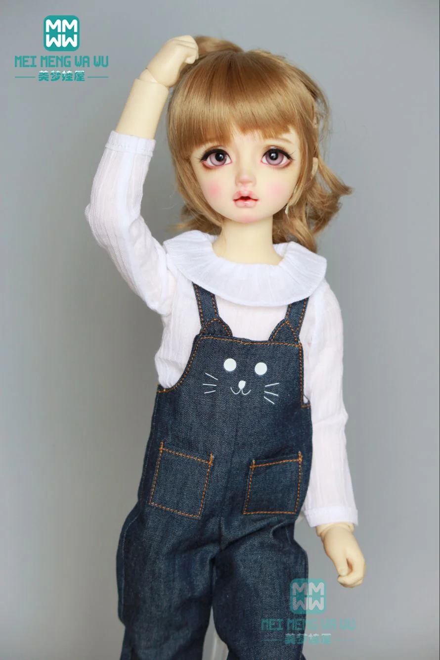 Одежда для кукол BJD модный джинсовый комбинезон белая рубашка 43 см 1/4 аксессуары