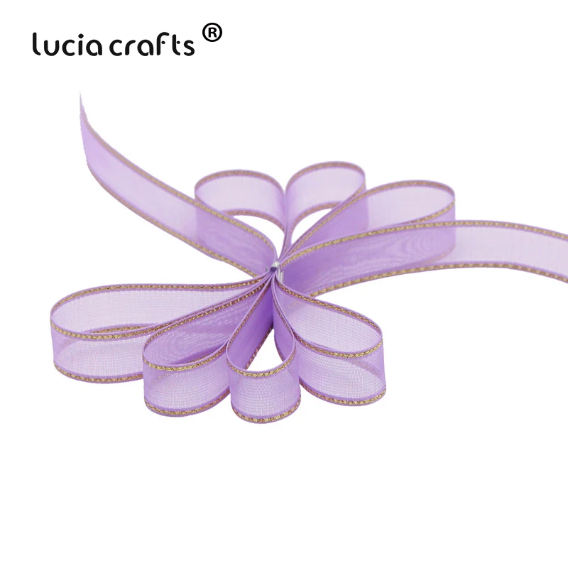 C5 Purple 5yards Lucia crafts 5 ярдов/10 ярдов 15 мм ленты из органзы для свадебного домашнего декора DIY Швейные упаковочные материалы аксессуары P0101 - Цвет: C5 Purple 5yards