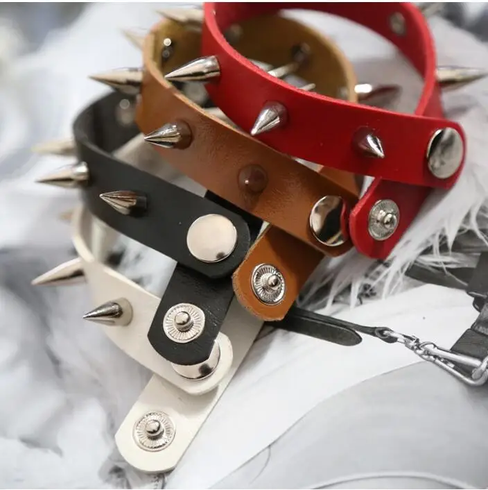 Новинка 2018 женский черный браслет унисекс в стиле панк регулируемый кожаный