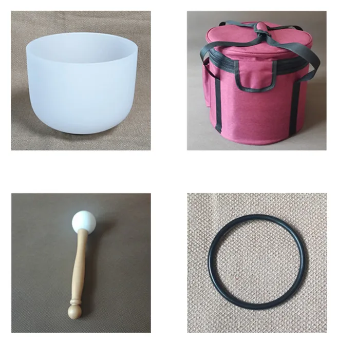 8 &quotПримечание C/D/E/F/G/A/B чакра Матовый Кварцевый Поющая чаша + красная роза сумка