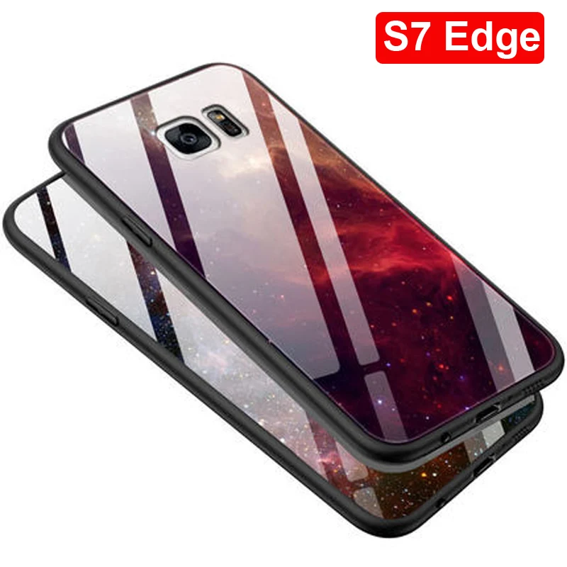 

Чехол для Samsung Galaxy S7 Edge, Роскошный чехол из закаленного стекла + чехол с мягкими краями 5,5 дюйма для Galaxy S7 edge S7edge, стеклянные Чехлы, оболочка