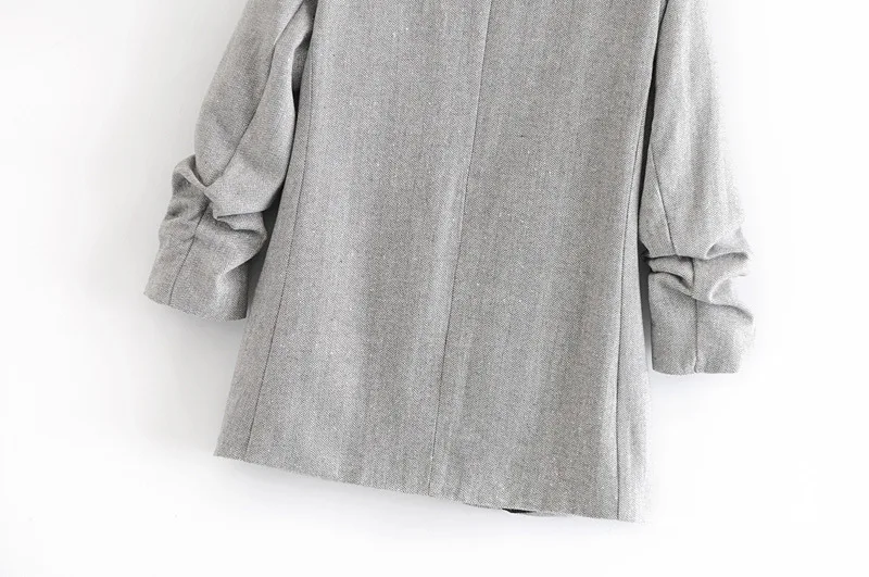 Женская куртка с длинным рукавом EWQ однотонная свободного кроя серого цвета