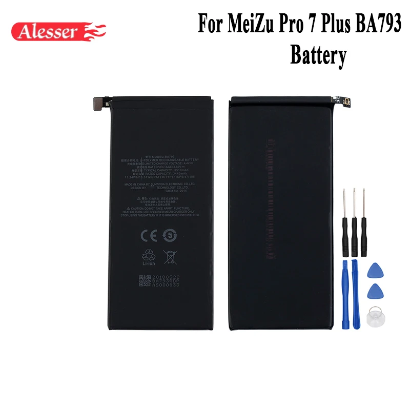 Alesser для MeiZu Pro 7 Plus BA793 Батарея 3510 мАч 100% новый замена аксессуар аккумуляторов +