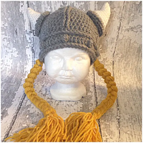 Вязаное изделие ручной работы для девочек шапка викинга-шапка Викинга с рогами