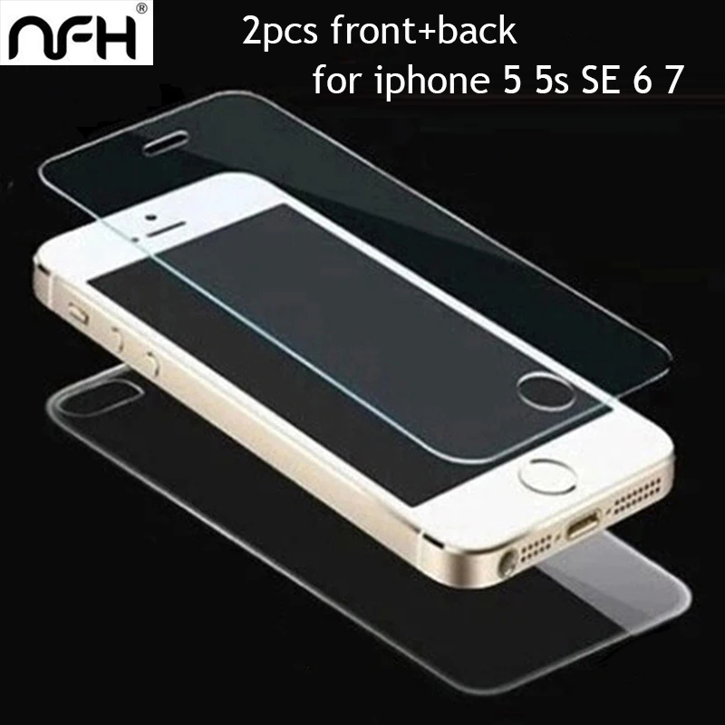 NFH 2 шт. [передняя + задняя] задняя панель из закаленного стекла для iPhone 5 5S 6 s 7 plus 4