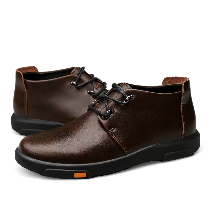 Мужские кожаные ботинки на плоской подошве|shoes for|shoes for menshoes men brand |