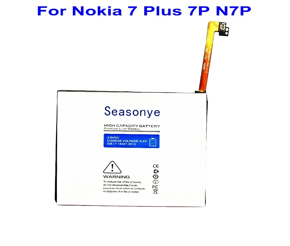 Seasonye 3700mAh / 14.25Wh HE346 Сменный аккумулятор для телефона Nokia 7 Plus P N7P батареи батарея |