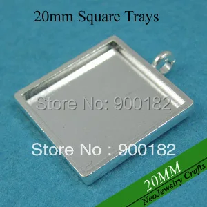 Блестящие Серебряные квадратные Подвески 20 мм сияющие серебряные Пустые