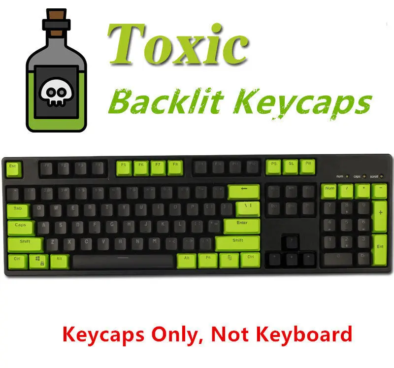 87/104 клавиш токсичная клавиатура PBT Keycap ANSI полупрозрачные колпачки для с