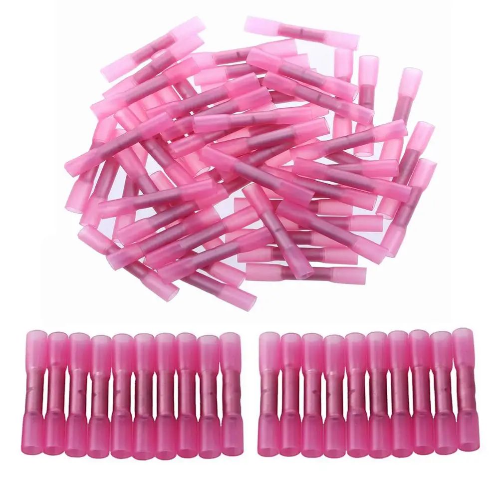 Red 100Pcs 220/200/120/100 шт Водонепроницаемый терм усадочная стыковые соединители Электрический провод Кабельный соединитель обжимные клеммы соединители AWG 22 до 10 комплект - Цвет: Red 100Pcs