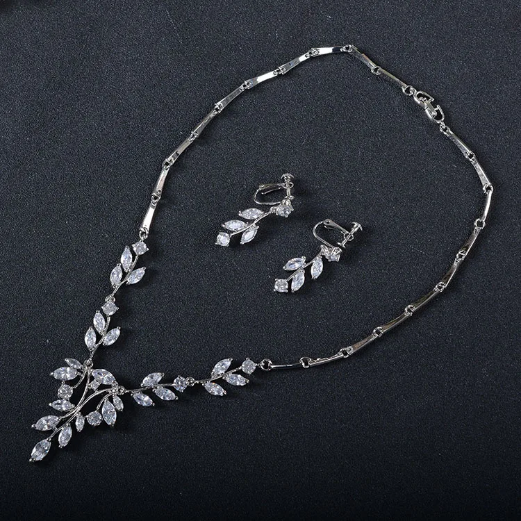 SLBRIDAL, стразы, кристаллы, кубический циркон, комплект свадебных ювелирных изделий, CZ ожерелье, серьги, набор для банкета, ювелирный набор для подружек невесты