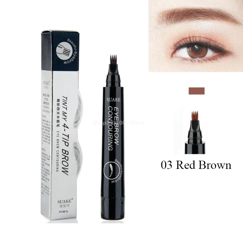 Microblading карандаш для бровей водонепроницаемый вилка кончик бровей Карандаш для татуировки длительный Профессиональный тонкий эскиз жидкий карандаш для бровей - Цвет: 3 Red Brown