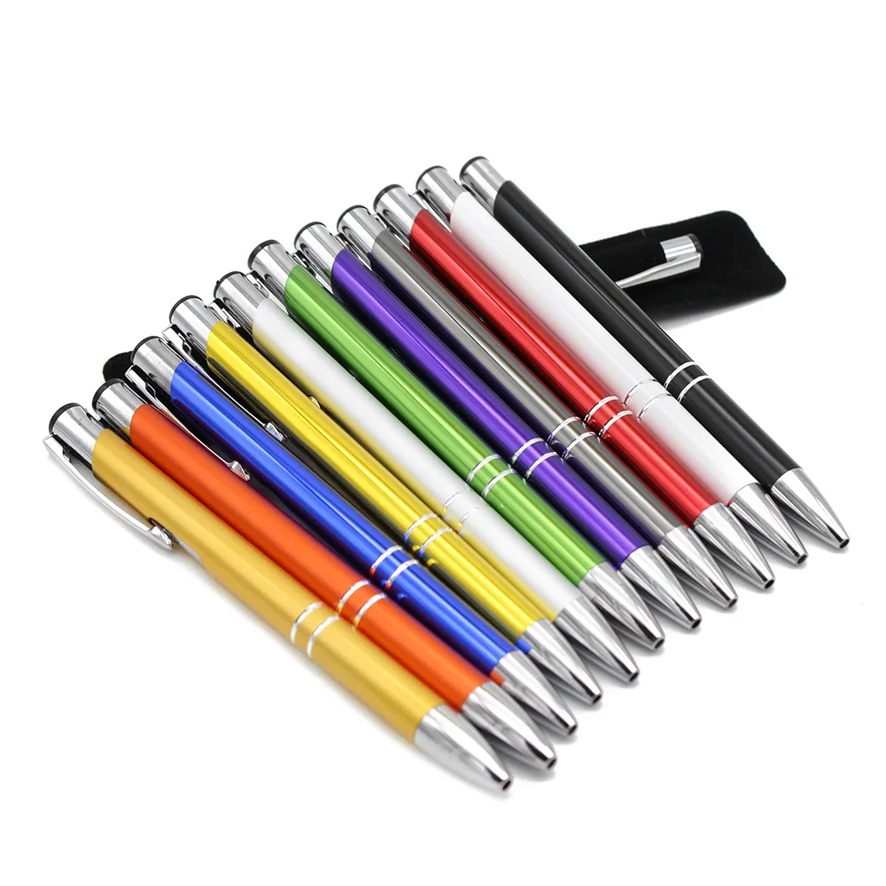 Mixed Color with Bag 100* персонализированные Выгравированные объемные металлические шариковые ручки Свадебные сувениры детский душ день рождения Крещение вечерние сувениры подарок на заказ - Цвет: Mixed Color with Bag
