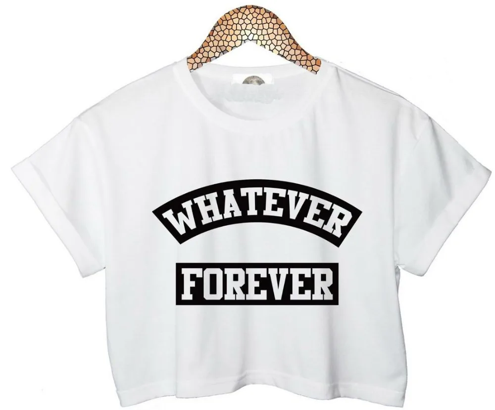 Женский короткий топ WHATEVER FOREVER летний с надписью сексуальная облегающая футболка