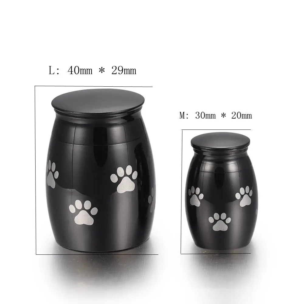 

IJU012-3 Black Color Pet Paw Mini Ashes Urn High Quality Stainless Steel Dog Paw Print Cremation Urn for Pet Memorial