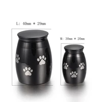 iju012 3 black color pet paw mini ashes urn high quality stainless steel dog paw print cremation urn for pet memorial