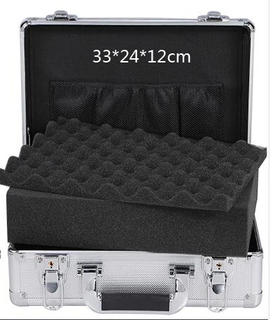 silver with sponge Алюминиевый портфель для хранения, переноска ручных инструментов, коробка с замком, аксессуары, органайзер, ящик для инструментов, портативный ручной Багаж - Цвет: silver with sponge